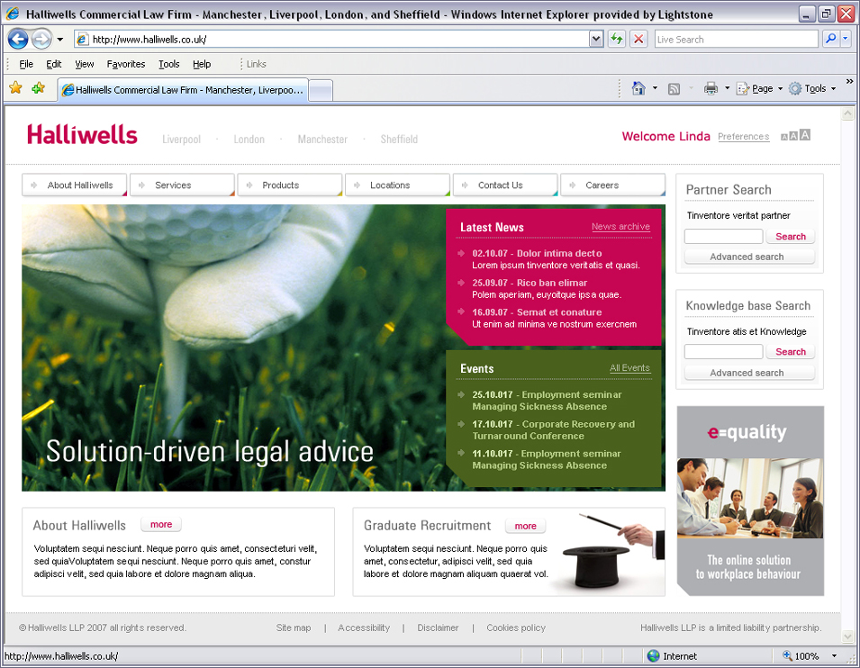 Halliwells homepage