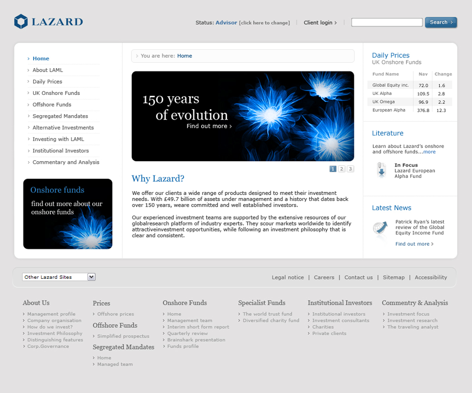 Lazard homepage